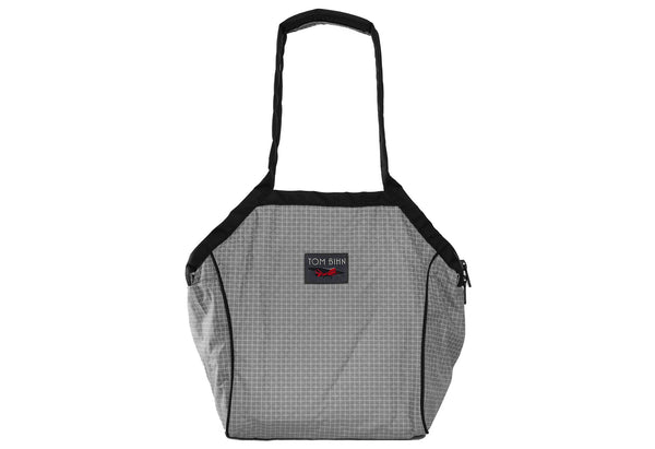 A Small Zip-Top Shop Bag in Northwest Sky (light grey with white grid) 200 Halcyon.